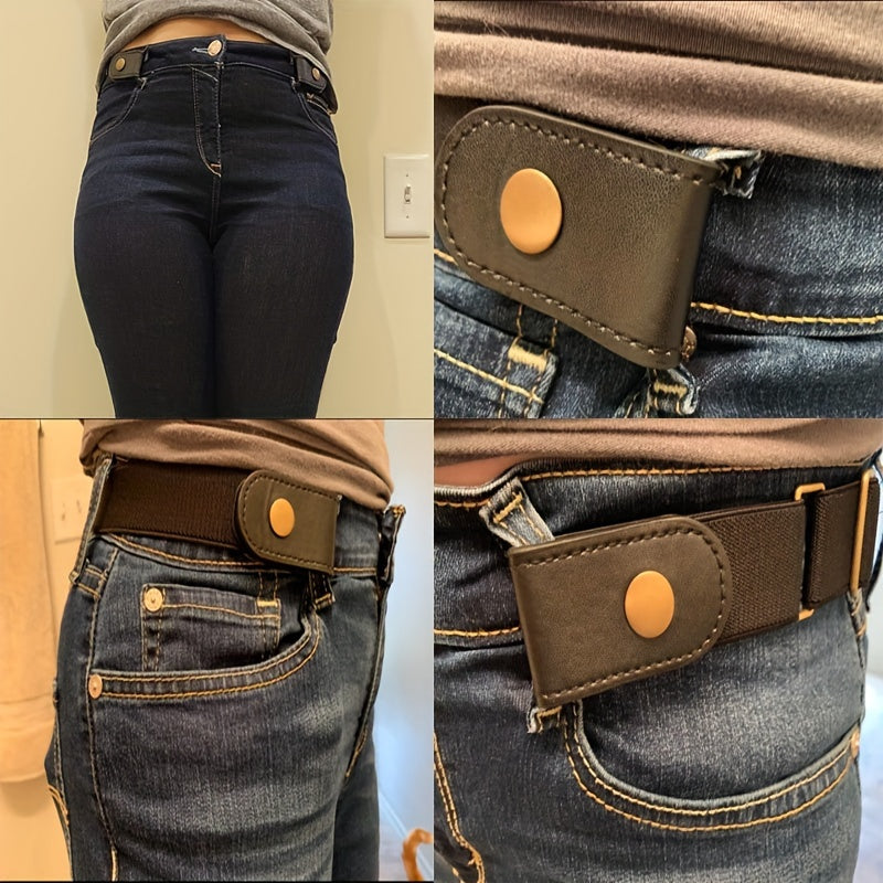 4pcs No Buckle Stretch Belt Adjustable Unisex Belt Invisible Elastic Belt For Men Women Jeans Pants Skirts
