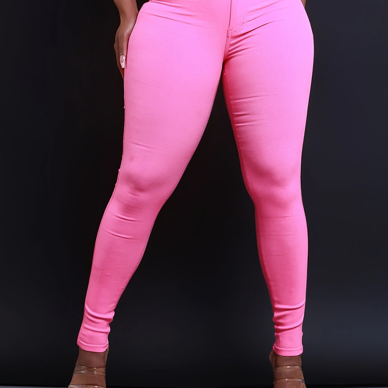 Stylish High-Waist Skinny Fit Jeans - Women Jeans - Stretch Denim, Casual, Versatile, Zipper Button Closure, Comfortable, Flattering Silhouette, Perfect for Daily Wear
