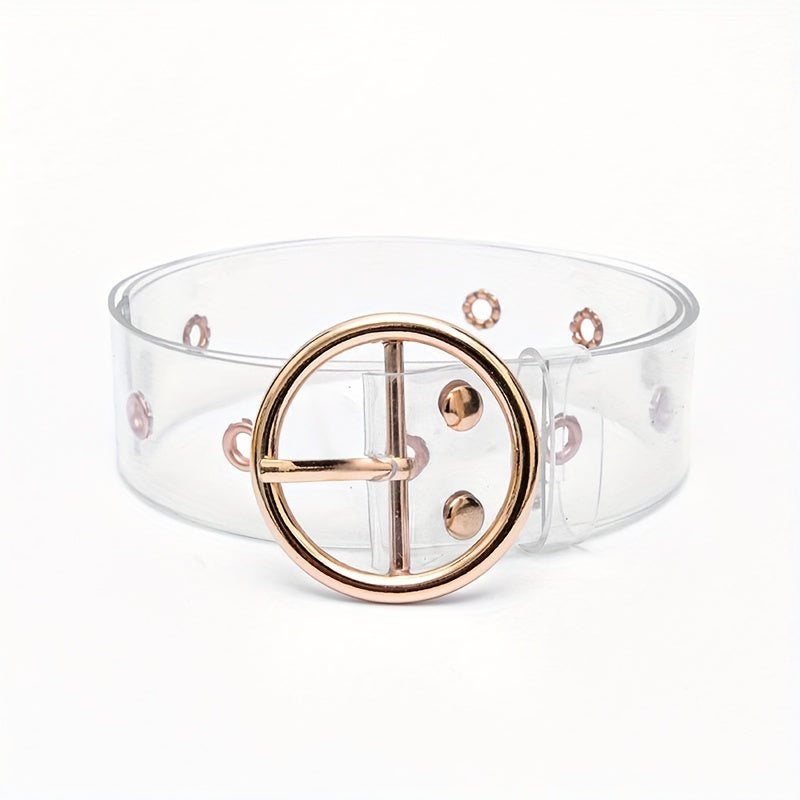 Stylish Heart Buckle Waist Belt - Transparent, Hollow Out, Eyelet Design, Adjustable, Casual, Chic - Decorative Dress Girdle for Women, Jeans Pants Accessories