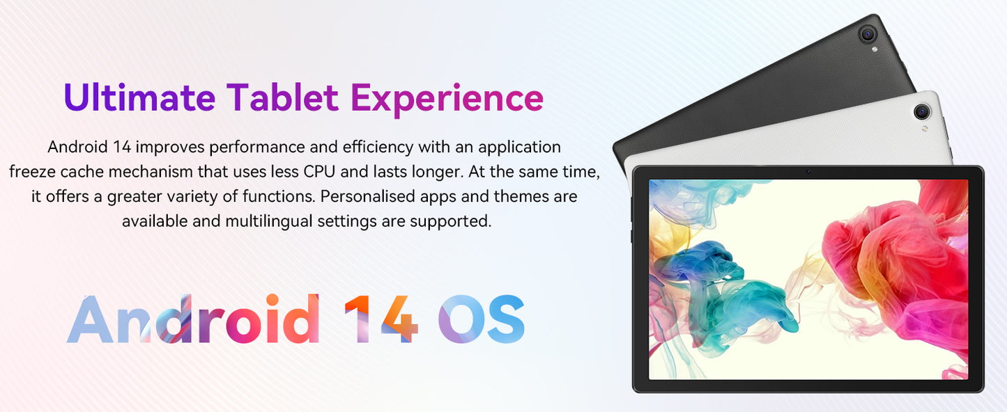 URAO C11 PC Tablet 10 Inch Android 14 Tablet 8GB RAM+64GB ROM +1TB Expansion CPU A523 Octa-Core 8MP+5MP Camera Face ID OTG WiFi