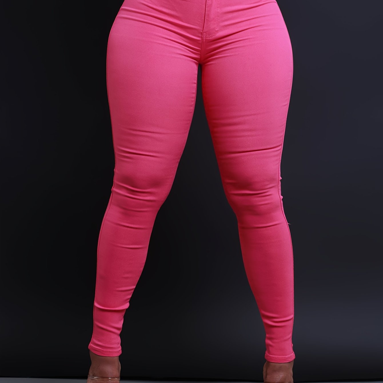 Stylish High-Waist Skinny Fit Jeans - Women Jeans - Stretch Denim, Casual, Versatile, Zipper Button Closure, Comfortable, Flattering Silhouette, Perfect for Daily Wear