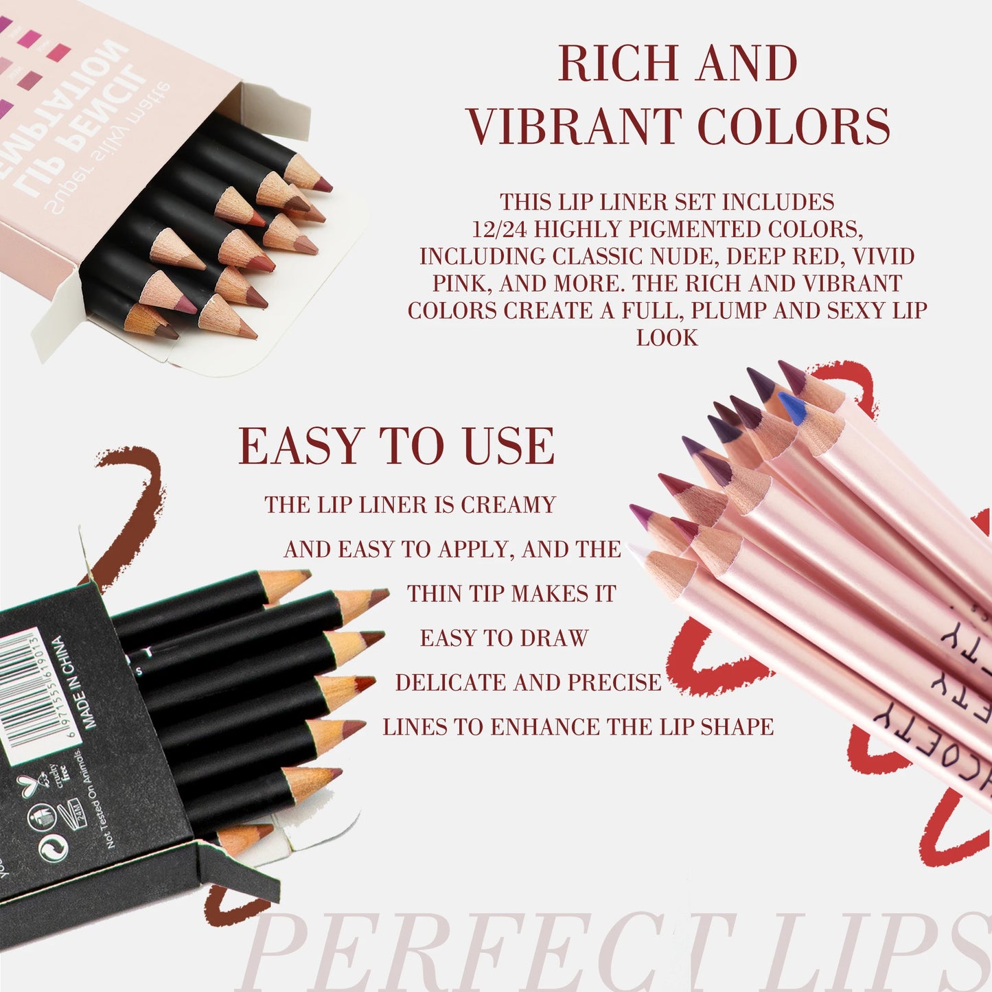 36colors Smooth Lip Liner Waterproof Long Lasting Vegan Cruelty-free Non Stick Cup Easy to Colored Lipliner Makeup