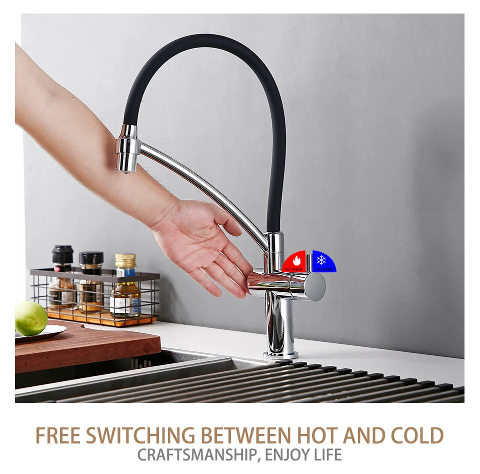 Smesiteli Smart Sensor Touch Tap Kitchen Faucet Black Pull Out Chrome Hot Cold Water Single lever Touchless Mixer With Sprayer