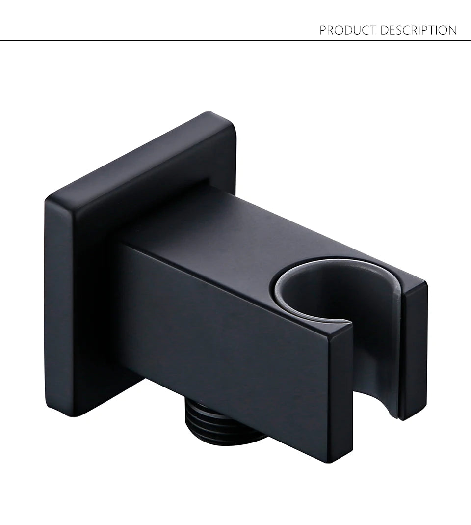 Solid Brass Modern Matt Black Shower Accessories Wall Mounted Square Hand Shower Holder Wall-Mounted Fixed Hand Shower Bracket