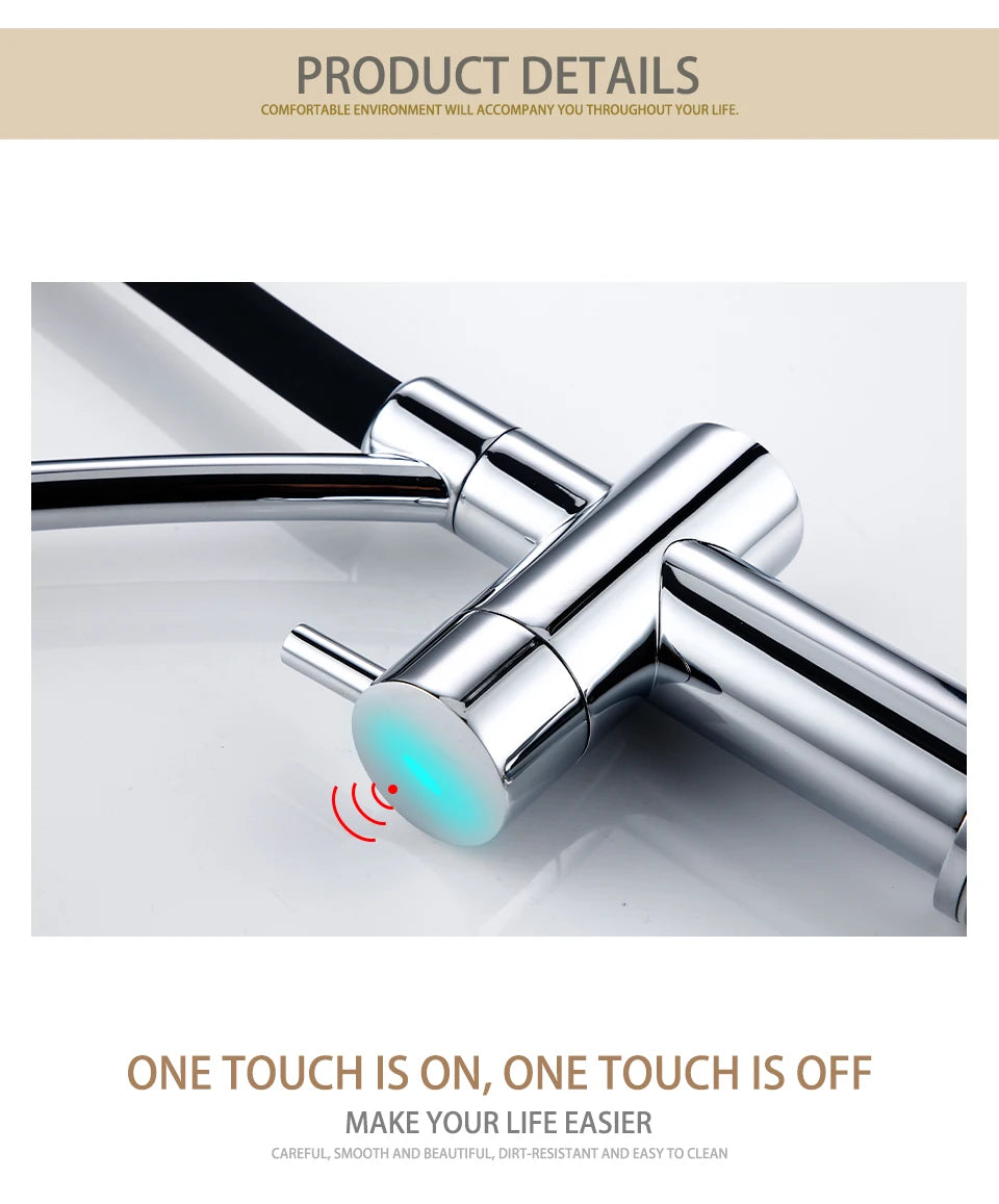 Smesiteli Smart Sensor Touch Tap Kitchen Faucet Black Pull Out Chrome Hot Cold Water Single lever Touchless Mixer With Sprayer