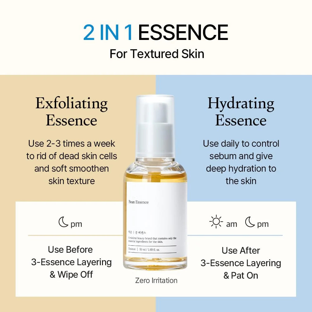 Bean Essence Exfoliating Hydrating Korean Skin Care Glass Skin Hyaluronic Acid Serum 1.61 Fl Oz