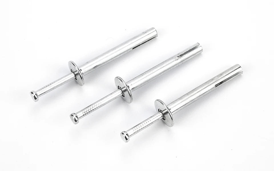NINDEJIN 35/50pcs Hammer Drive Anchor Set Zinc Alloy Concrete Anchor M6 Nail-in Anchors Screw for Block and Brick