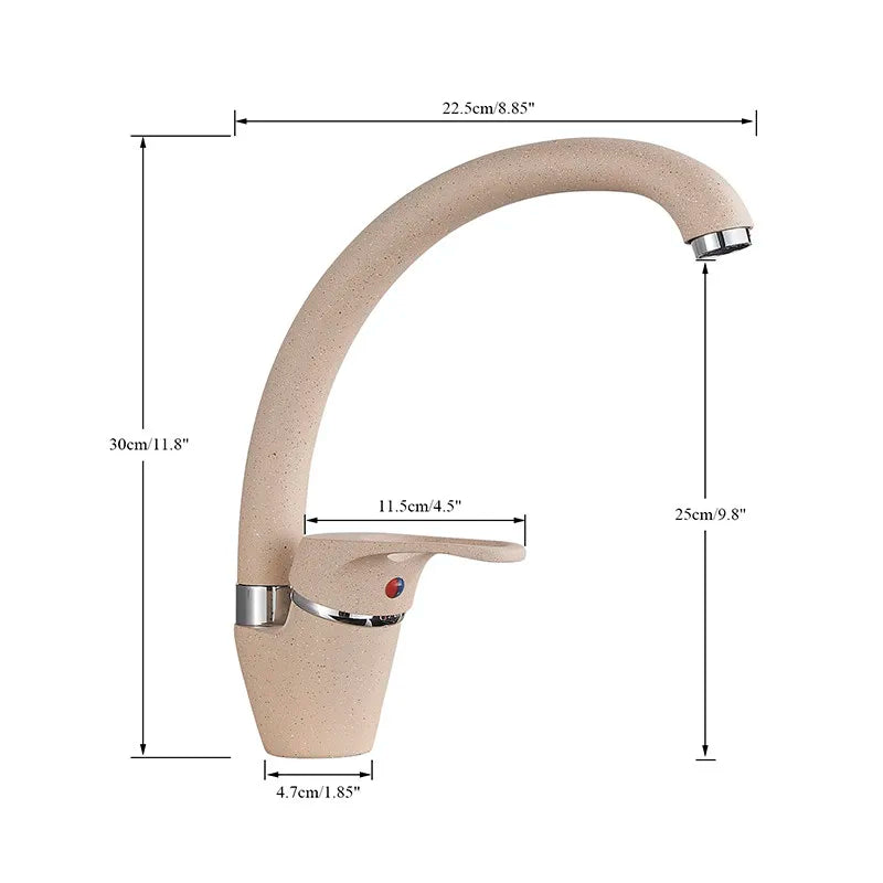 White With Dot Bathroom Kitchen Faucet Contemporary Faucet Single Handle Hot and Cold Mixer Taps Beige with dot