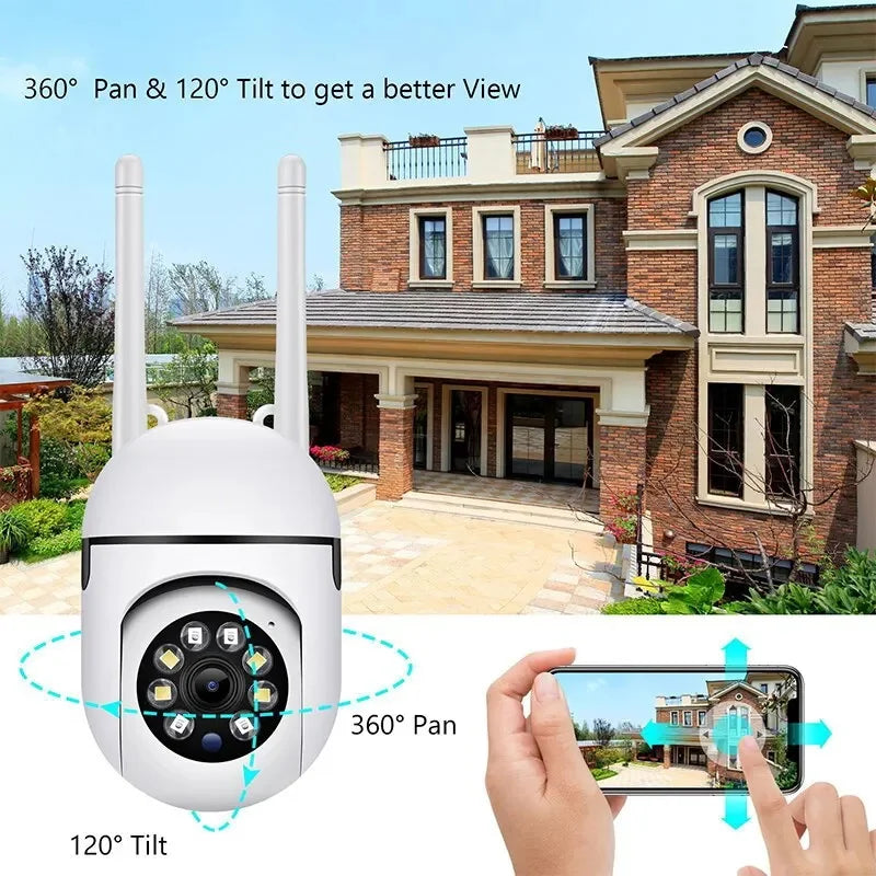 Security Camera 1080P HD Camera 355° Surveillance Camera Night Vision Motion Detection Siren WiFi Remote Two-Way Audio Waterproo