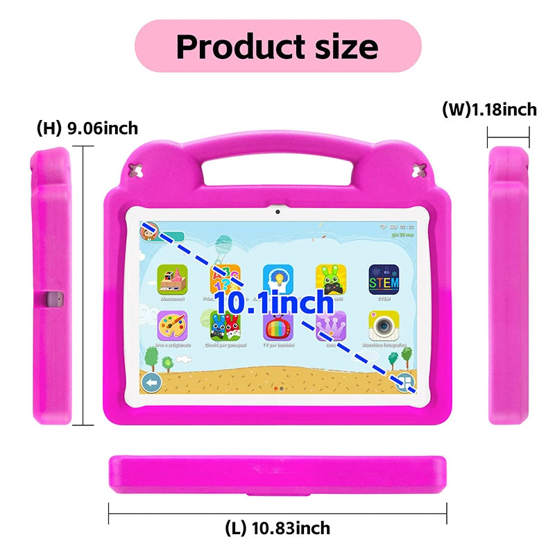 ANRY 10.1 Inch Kids Tablet 8GB(4+4 Expand) RAM 64GB ROM CPU A523 2.0GHZ 5000Mah Octa-Core Learning Education Children's Tablets