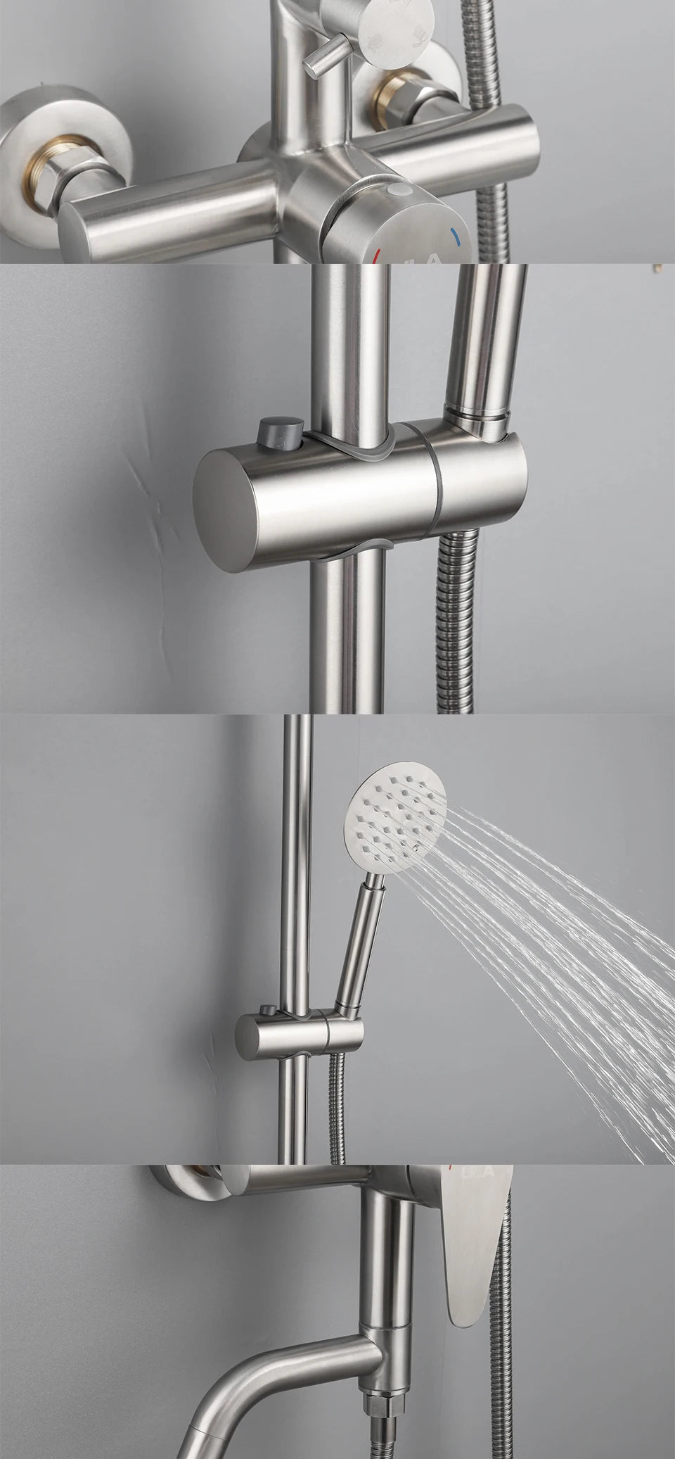 ULA Bathroom Faucet Brushed/Black Rain Shower Head Bath Faucet Wall Bathtub Shower Mixer Tap Shower System Shower Faucet Set