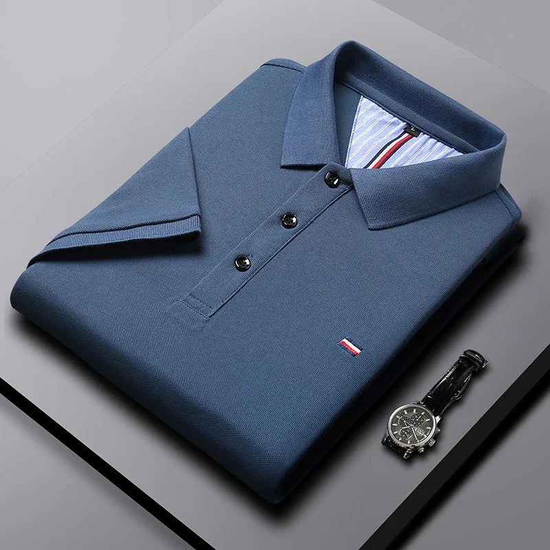 New Men's Casual Fashion Breathable Polo Shirt Comfortable Embroidered Top for Business And Leisure