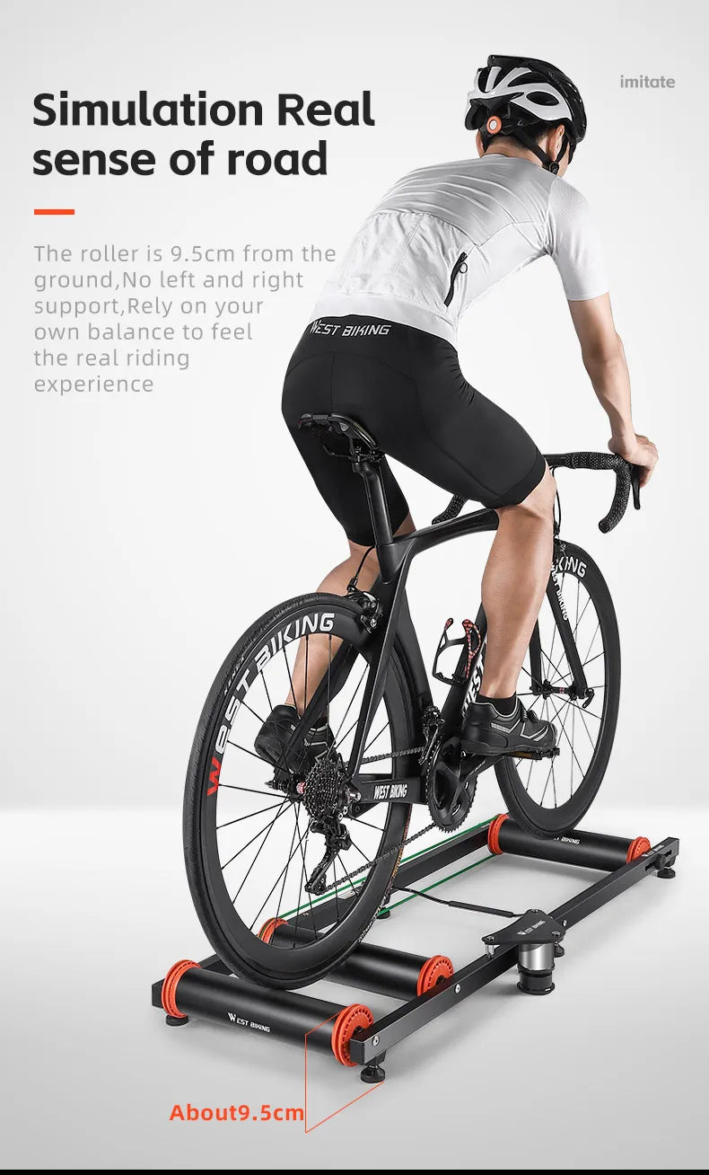 WEST BIKING Bike Rollers Trainers Indoor Home MTB Road Bicycle Exercise Training Stand Silent Foldable Adjustable Roller Trainer