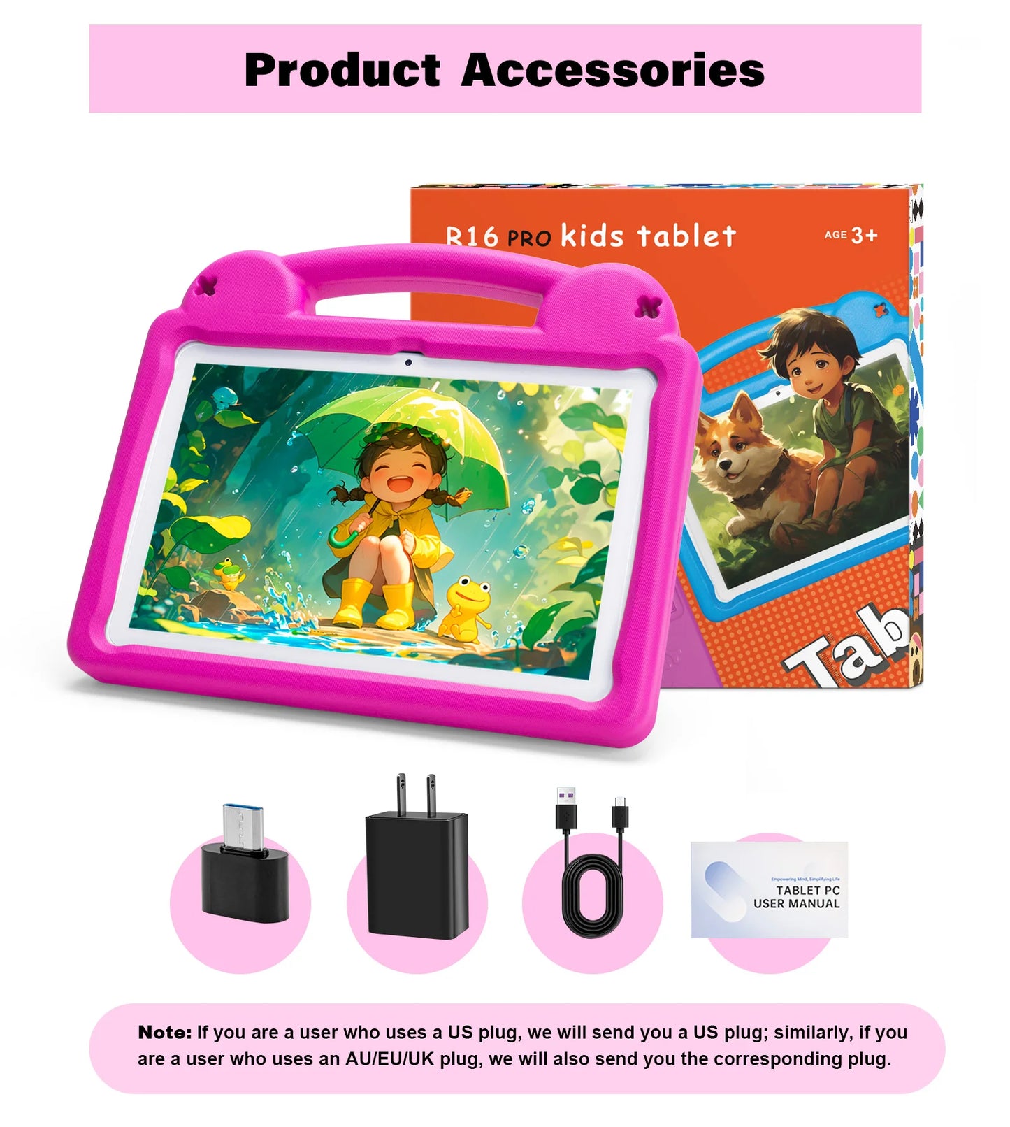 ANRY 10.1 Inch Kids Tablet 8GB(4+4 Expand) RAM 64GB ROM CPU A523 2.0GHZ 5000Mah Octa-Core Learning Education Children's Tablets