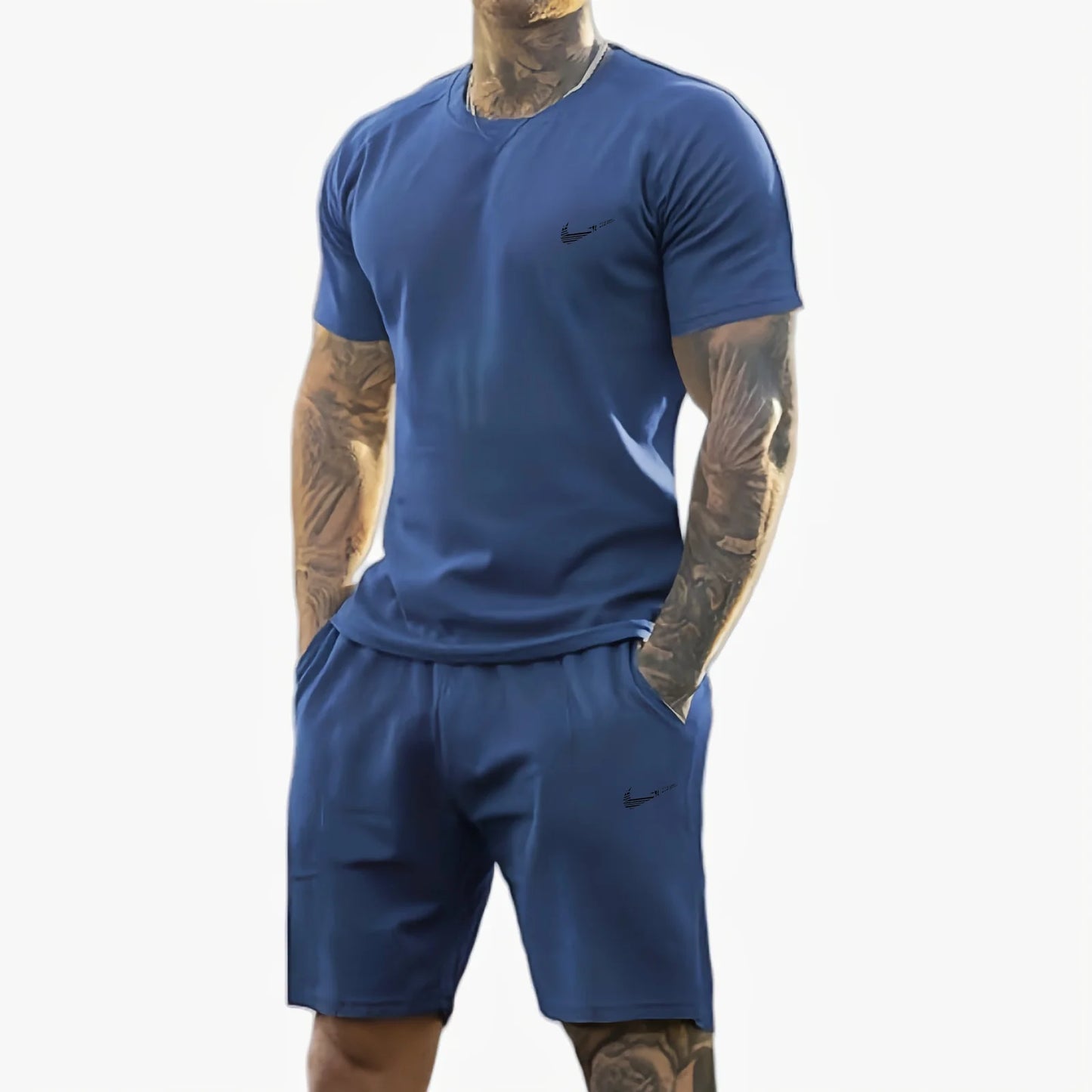 New summer 2025 men's wears printed short-sleeved T-shirt + shorts suit, casual sportswear, breathable outdoor casual men's T-shirt,