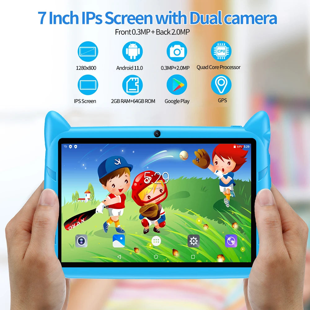BDF Children's Gift Children's Learning and Education Partner 7-inch tablet 4GB RAM 64GB ROM Android 13.0 4000mAh Supports WIFI