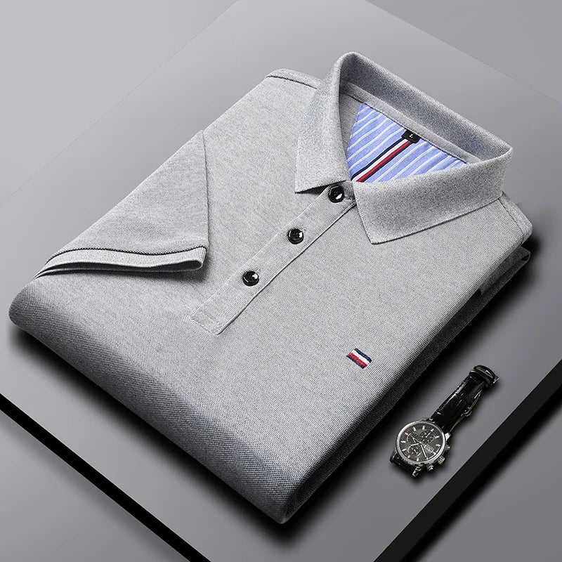 New Men's Casual Fashion Breathable Polo Shirt Comfortable Embroidered Top for Business And Leisure
