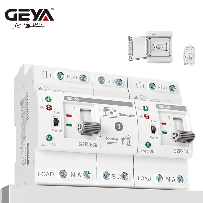 GEYA G2R Smart ATS Din Rail Dual Power Automatic Transfer Switch with Voltage Protection 2P 4P 63A 220V Uninterrupted Power