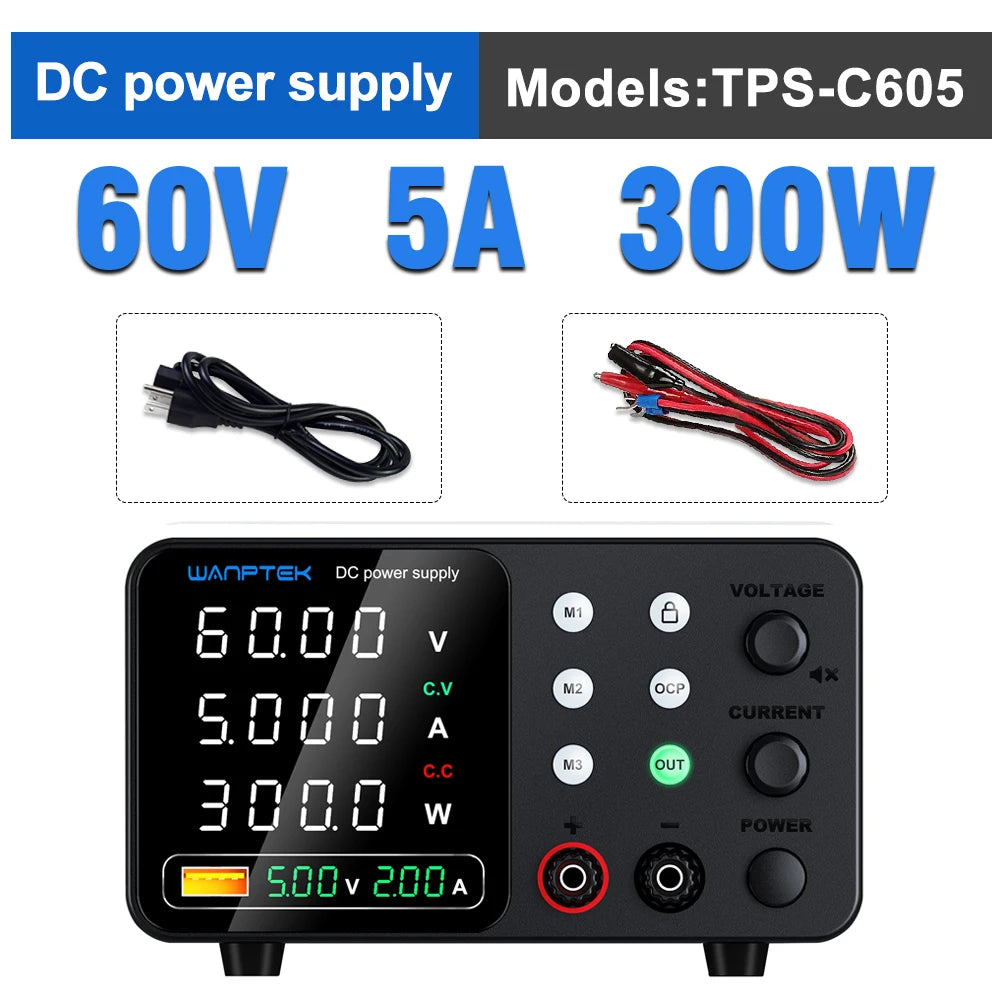 Wanptek Lab DC Power Supply Encoder adjustment Memory Adjustable 30V 10A Bench Power Source 160V 120V 60V 5A 3A Metal anodizing