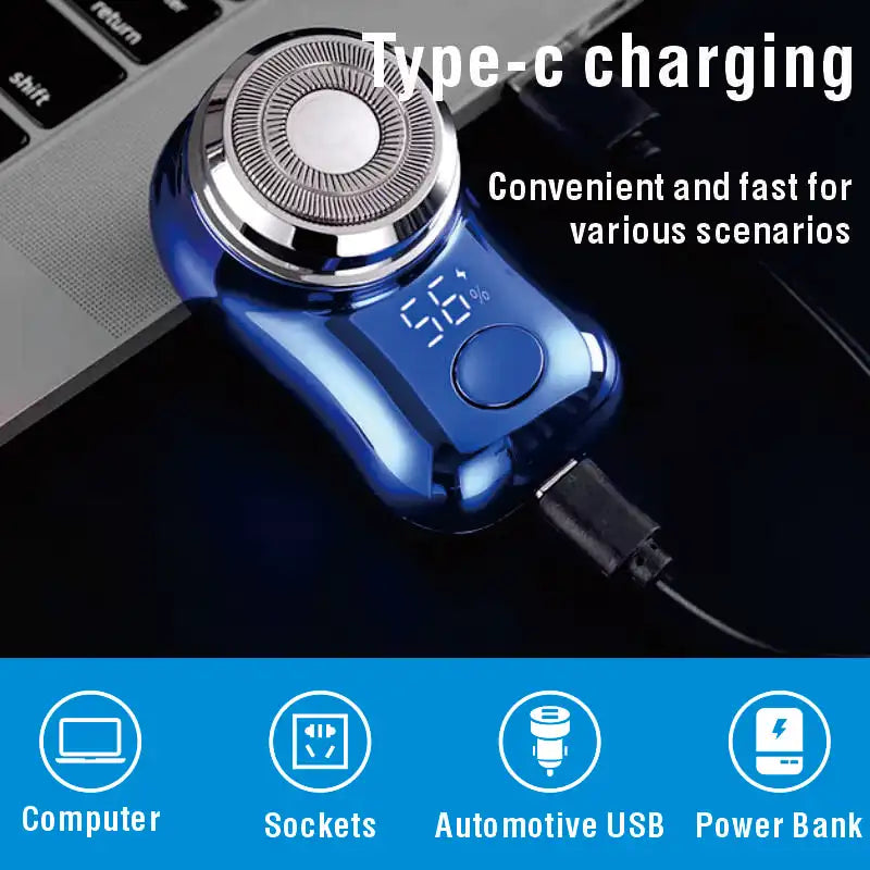 Mini electric shaver men's bag travel shaver portable beard shaver Type-C intelligent digital display lightweight shaver