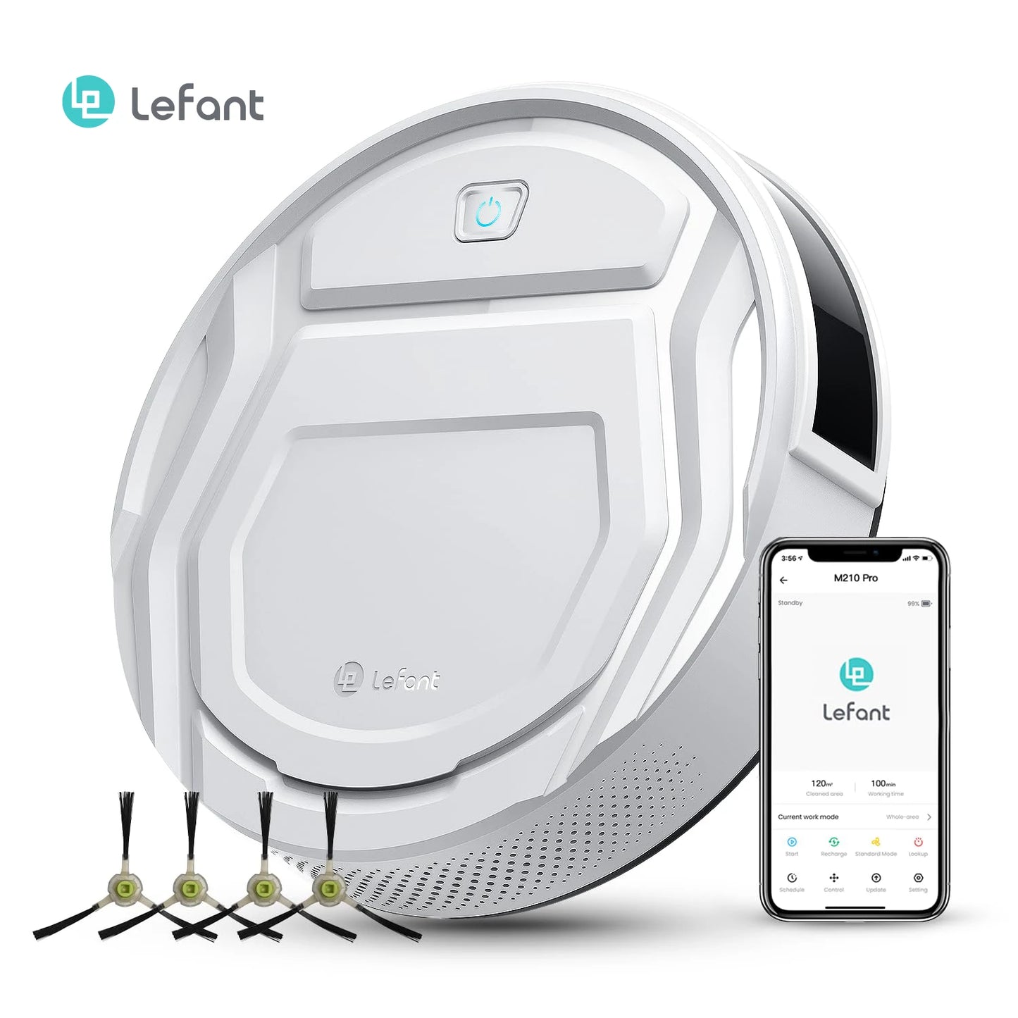 Lefant M210 Robot Vacuum Cleaner, 2000Pa Suction, 120 Mins Runtime, Low Noise, Automatic Self-Charging