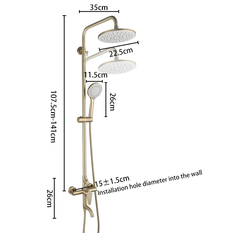 ULA Bathroom Faucet Brushed/Black Rain Shower Head Bath Faucet Wall Bathtub Shower Mixer Tap Shower System Shower Faucet Set