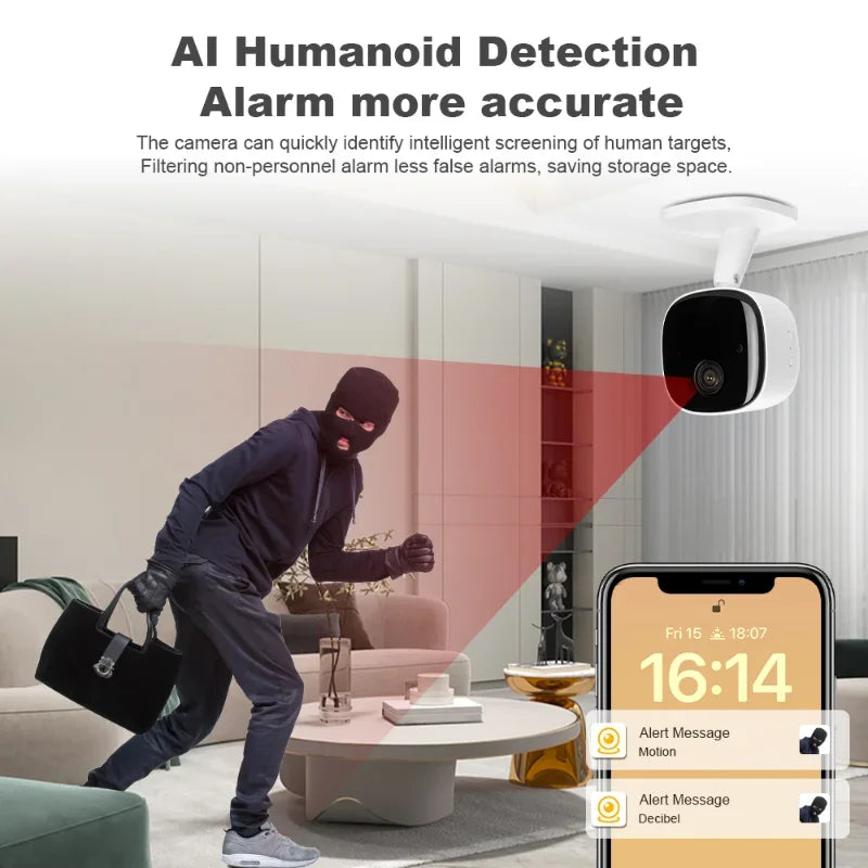 4K Security Camera WiFi Monitor 2-way Audio Infrared Night Vision Motion Detect Home Surveillance Multi-Share View 2025 New