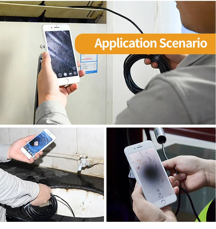 3 in1 Endoscope Camera 1080P HD Borescope with 8 LED Lights 8mm IP67 Waterproof Inspection Camera for iOS Android Samsung