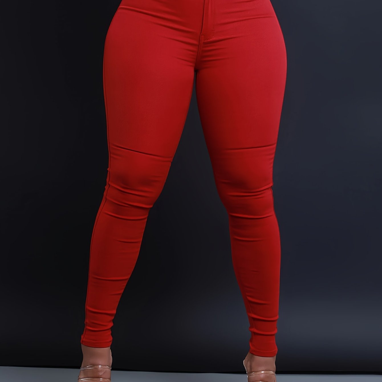 Stylish High-Waist Skinny Fit Jeans - Women Jeans - Stretch Denim, Casual, Versatile, Zipper Button Closure, Comfortable, Flattering Silhouette, Perfect for Daily Wear