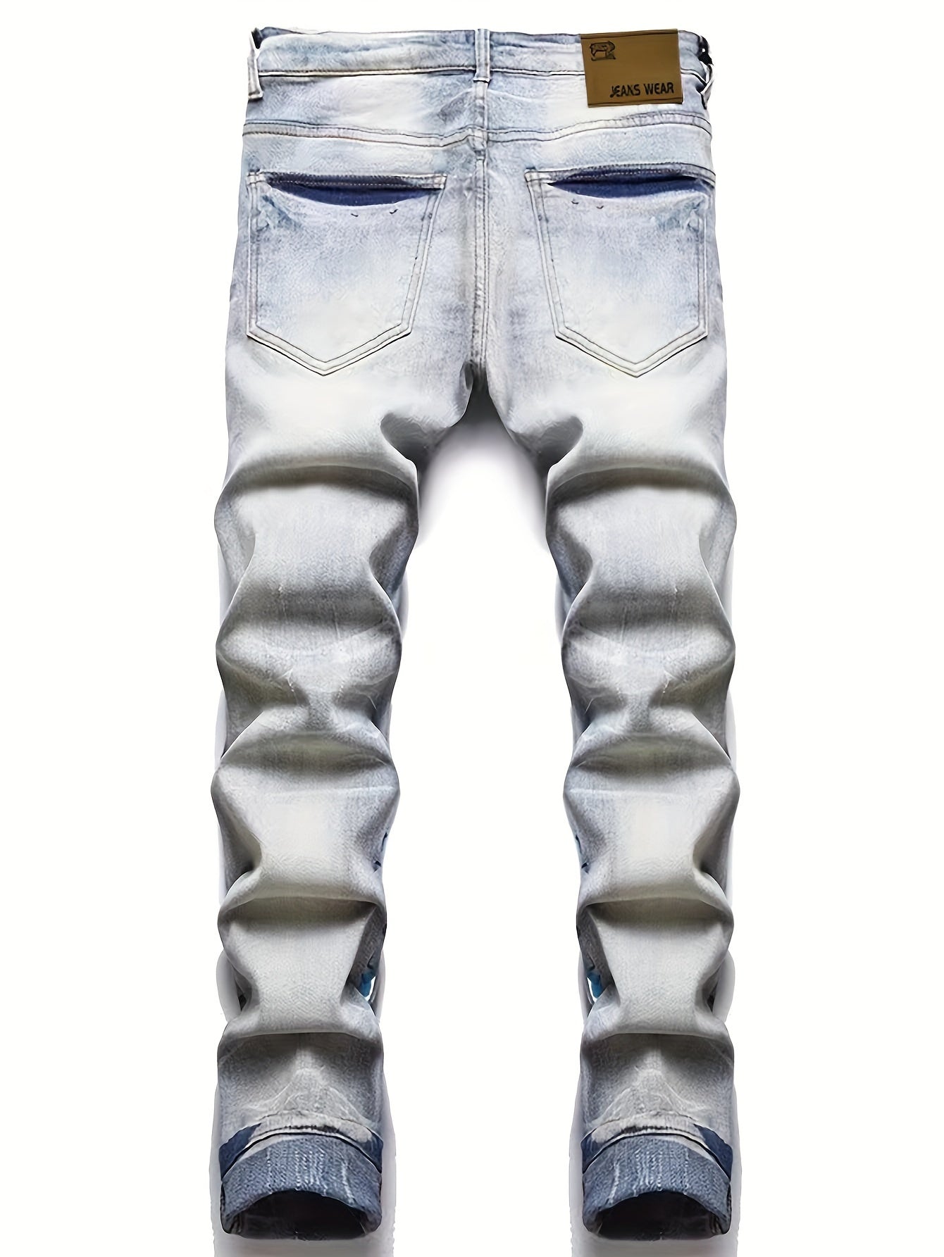 Trendy Distressed Jeans - European and American Inspired Printed Graffiti Style, Washed and Faded, Fashionable Ripped Knee, Stretchy Denim, Casual Wear for Women - Jeans