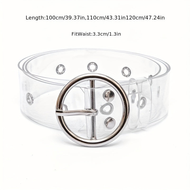 Stylish Heart Buckle Waist Belt - Transparent, Hollow Out, Eyelet Design, Adjustable, Casual, Chic - Decorative Dress Girdle for Women, Jeans Pants Accessories