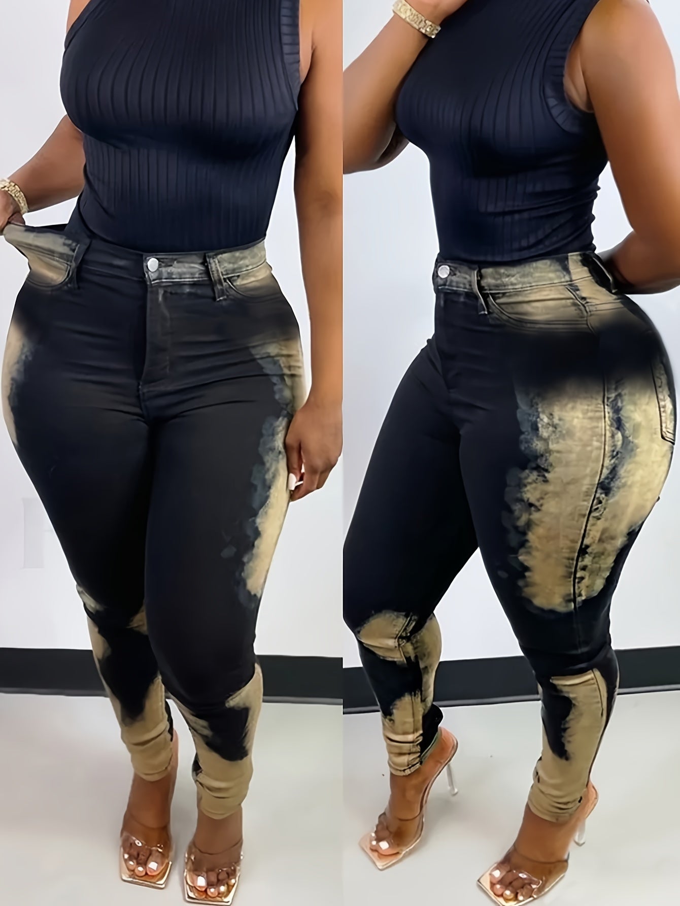 Stretchy Comfort Fit High-Waisted Mom Jeans - Women Jeans with Classic Style, Low Rise, Zipper Closure, and Soft Cotton Blend Fabric for Casual Outings and Everyday Wear