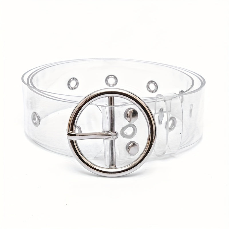 Stylish Heart Buckle Waist Belt - Transparent, Hollow Out, Eyelet Design, Adjustable, Casual, Chic - Decorative Dress Girdle for Women, Jeans Pants Accessories