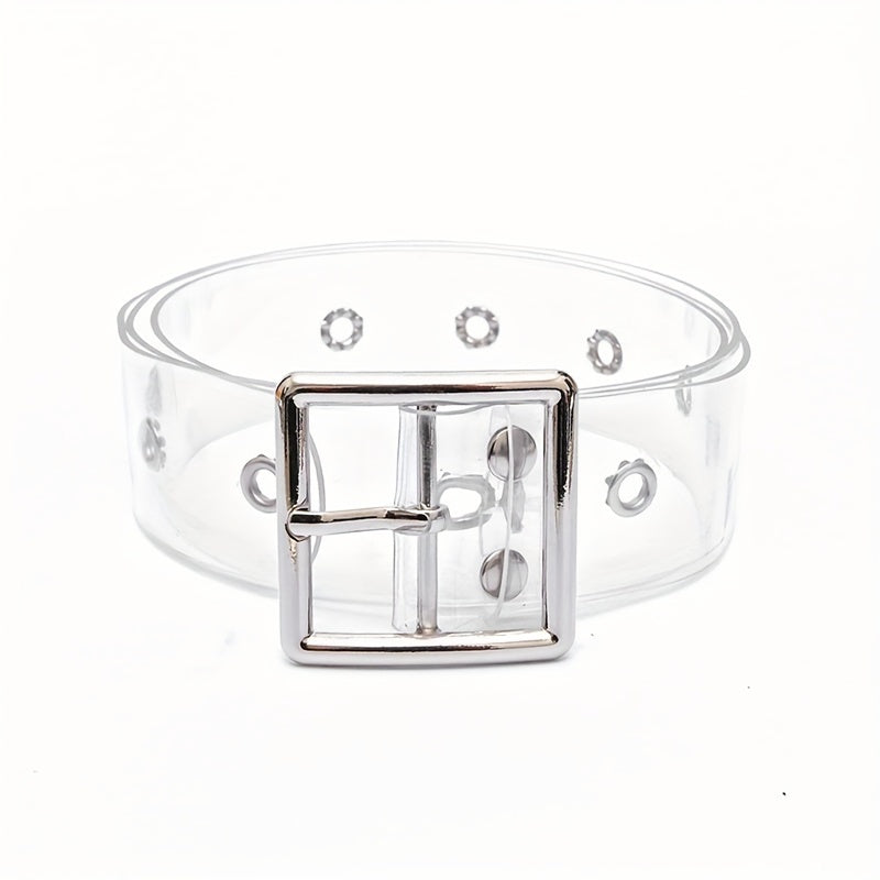 Stylish Heart Buckle Waist Belt - Transparent, Hollow Out, Eyelet Design, Adjustable, Casual, Chic - Decorative Dress Girdle for Women, Jeans Pants Accessories