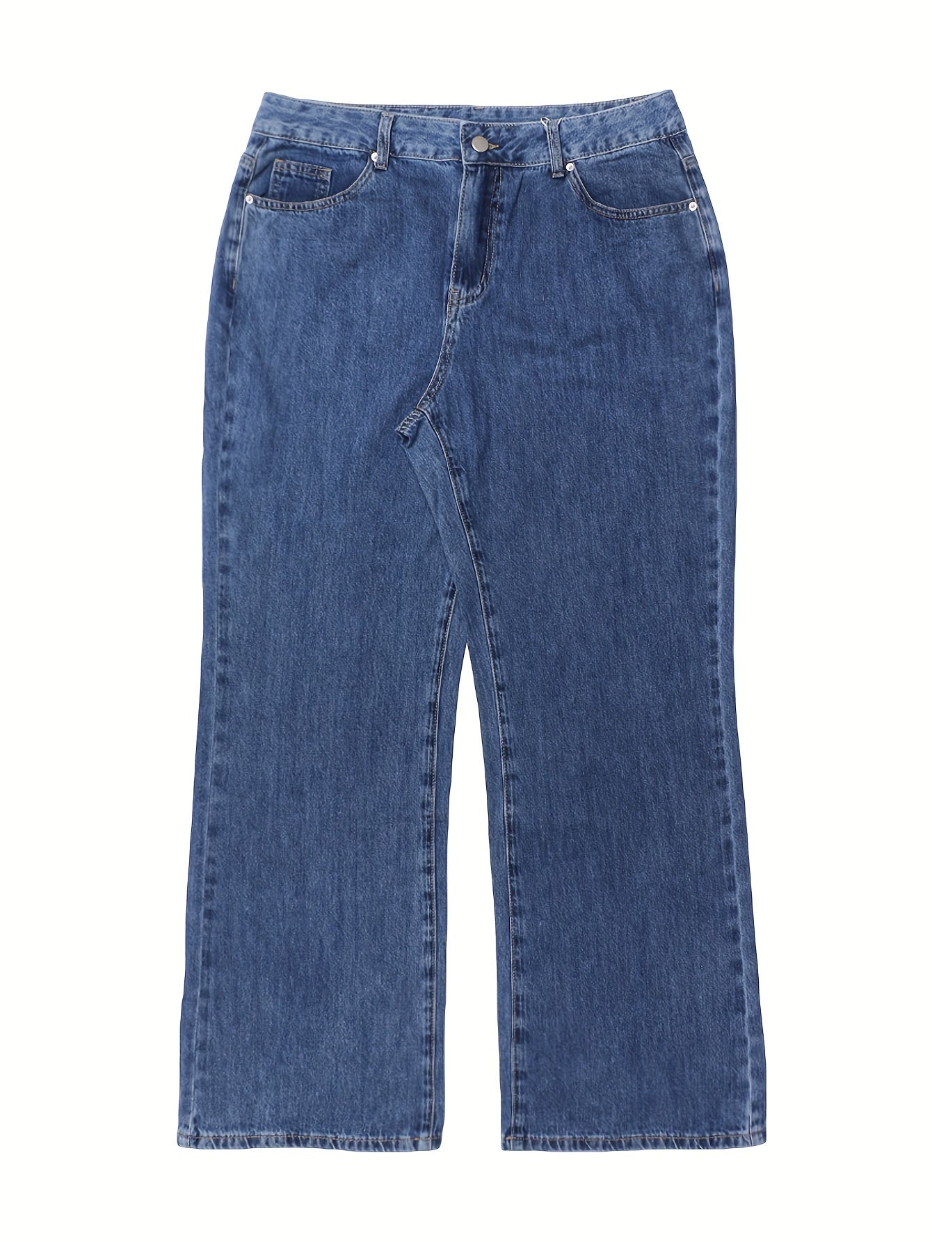 Vintage Chic High-Waisted Relaxed Fit Mom Jeans - Women Jeans - 90s Inspired, Straight Leg, Machine Washable, Comfortable, Y2K Retro Style, Blue Denim, Easy Care