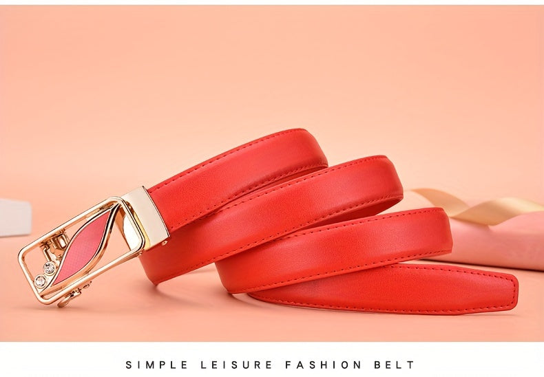 Stylish Rhinestone Embellished Pu Leather Belt - Classic Automatic Buckle, Fashionable Waist Accessory for Women, Jeans, Skirts, and Dresses, Perfect for Everyday Wear and Special Occasions