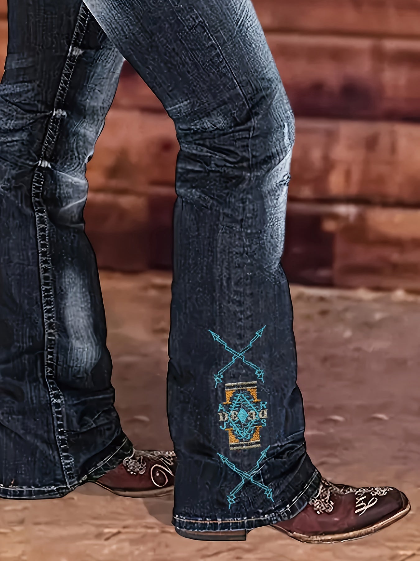 Stylish High-Waisted Cowboy Jeans - Women Jeans with Embroidered Flap Pockets, Stretchy Four-Season Cotton Blend, Casual Straight Leg Fit, Comfortable and Versatile for Daily Wear