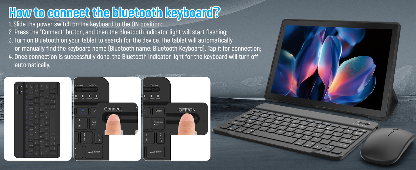 URAO A10L Android 14 Tablet 10.1-inch 12GB RAM 64GB ROM Octa-Core 5G WiFi with Keyboard Mouse Touch Pen Headset Case Tablet Kit