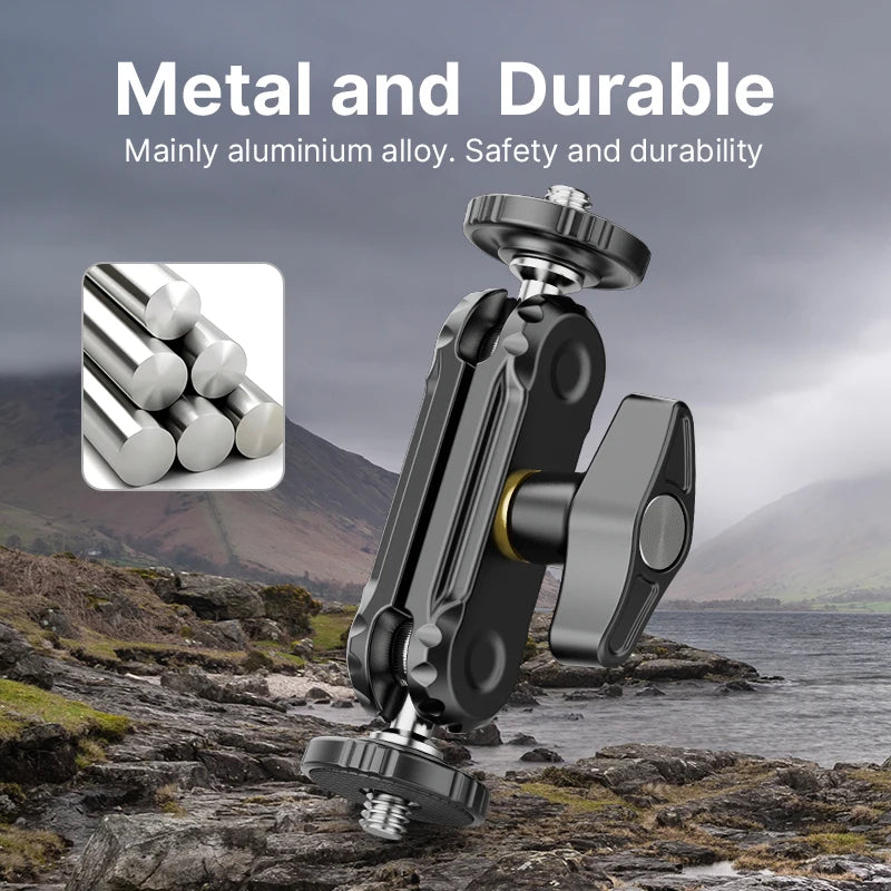 VIJIM Ulanzi R102 Metal Double Ball Heads Magic Arm With 360°1/4''Screw Extend Mount for DSLR Camera Monitor Video Mic Tripod