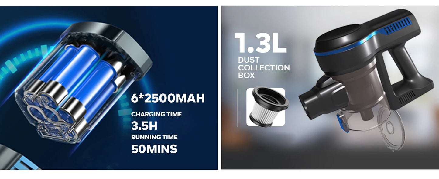 Inse S7P cordless vacuum cleaner 45KPa dust cup 1,3 L removable battery for animal hair Carpet hard floors