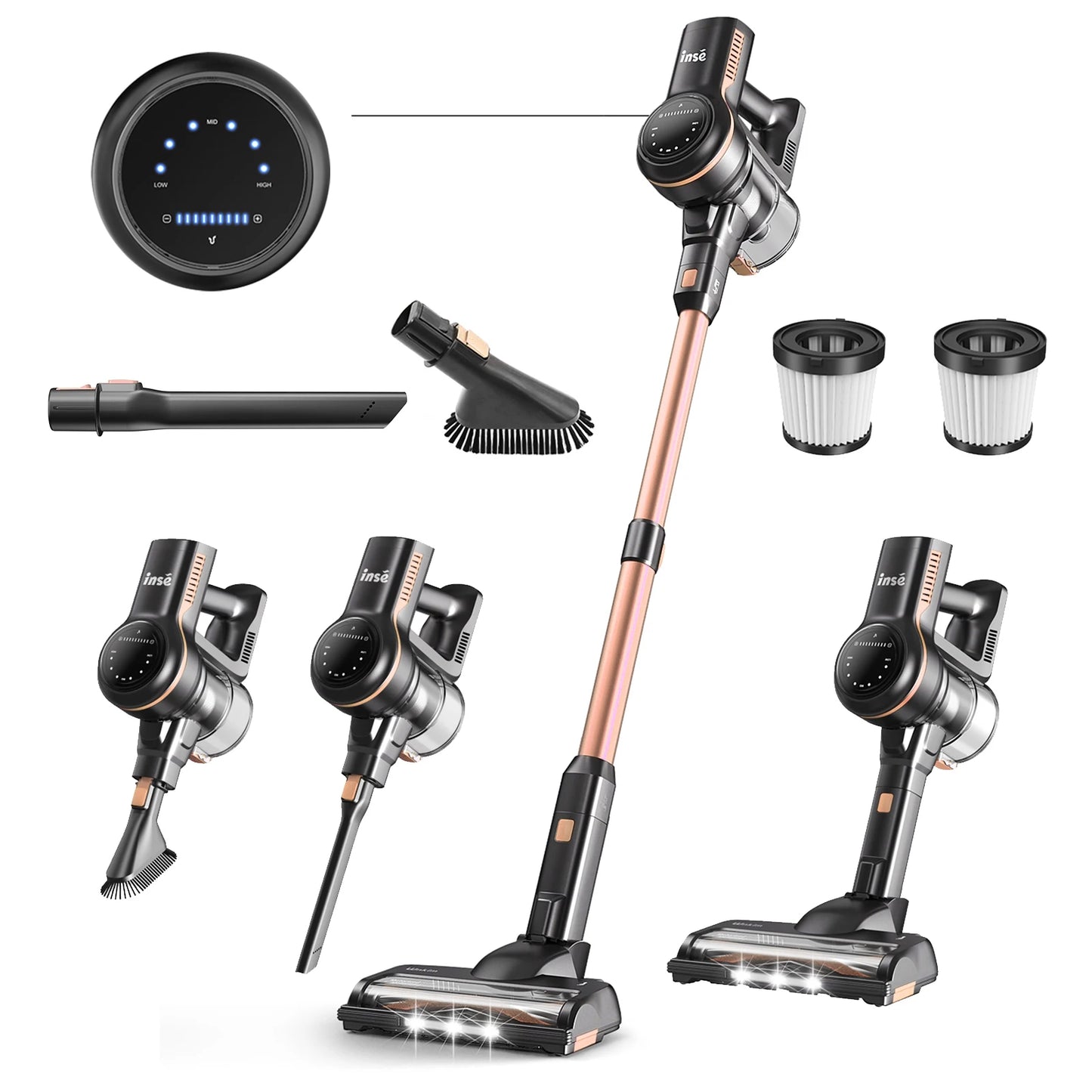 Inse S7P cordless vacuum cleaner 45KPa dust cup 1,3 L removable battery for animal hair Carpet hard floors