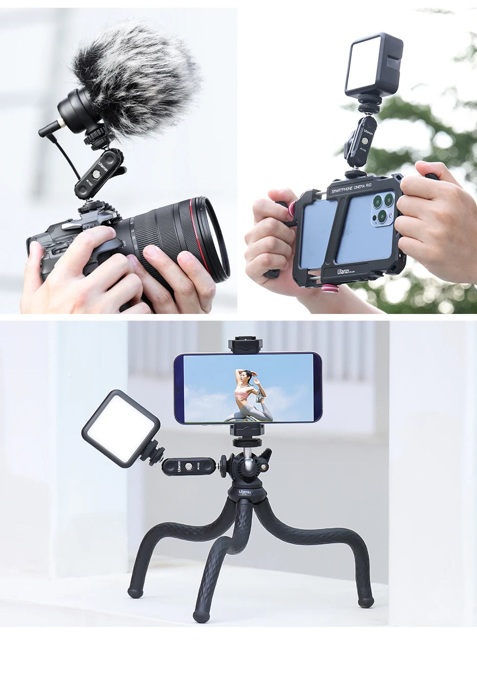 VIJIM Ulanzi R102 Metal Double Ball Heads Magic Arm With 360°1/4''Screw Extend Mount for DSLR Camera Monitor Video Mic Tripod