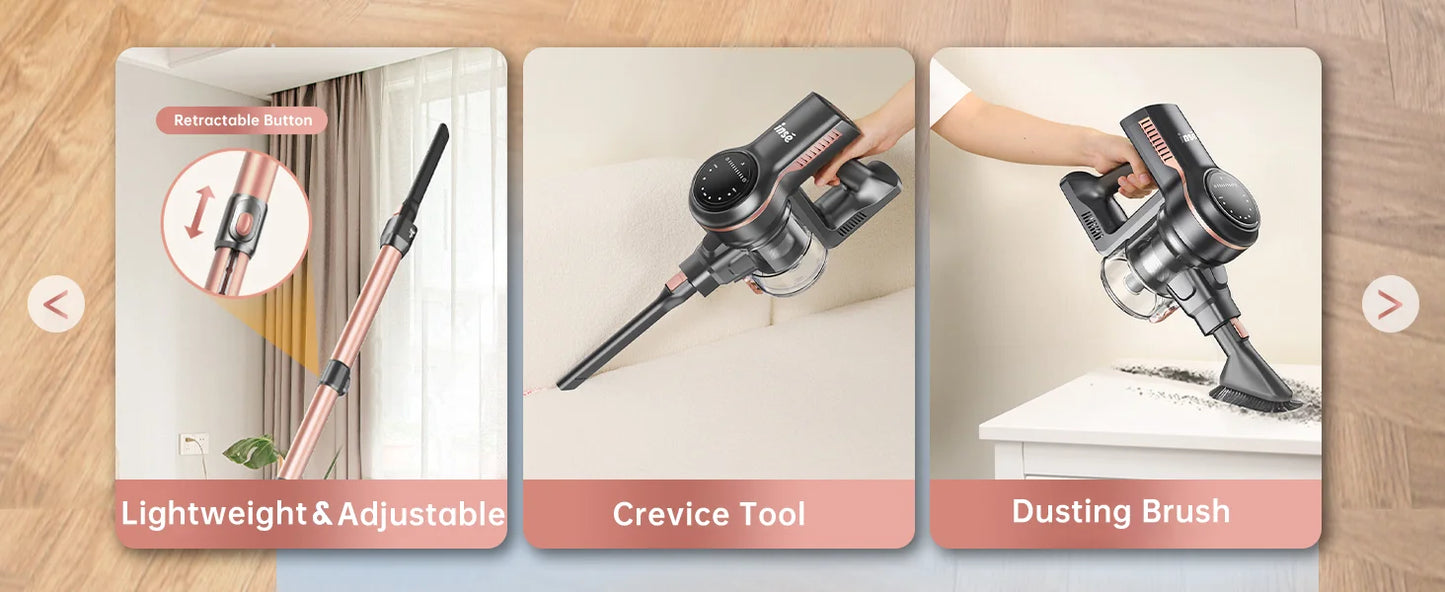 Inse S7P cordless vacuum cleaner 45KPa dust cup 1,3 L removable battery for animal hair Carpet hard floors