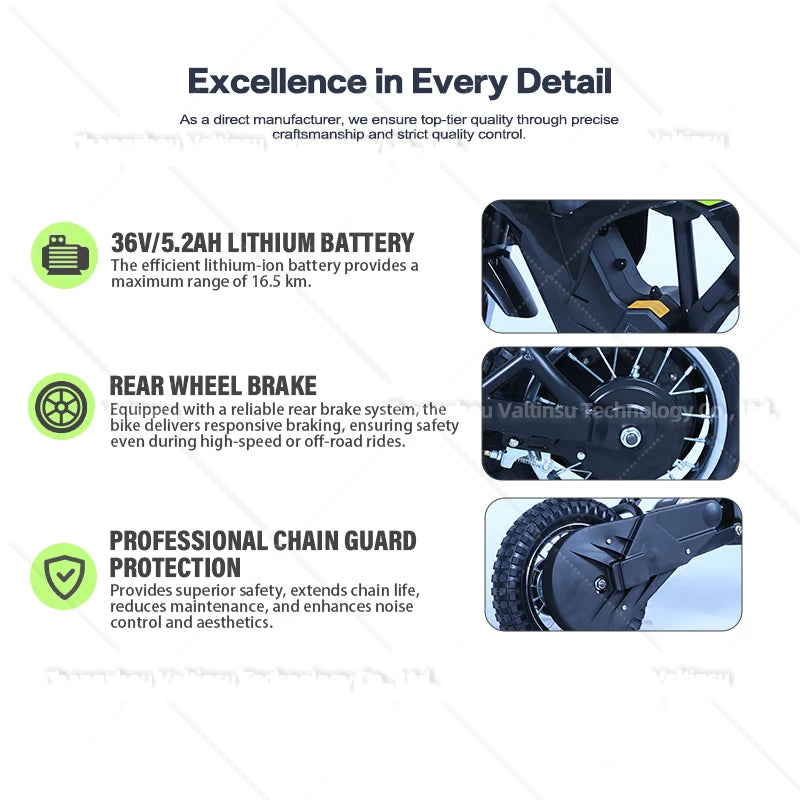 New Small Classic Spring Damper Road Legal Children Electric Offroad Bike Ipx4 Motocross High Range Mini E Bike