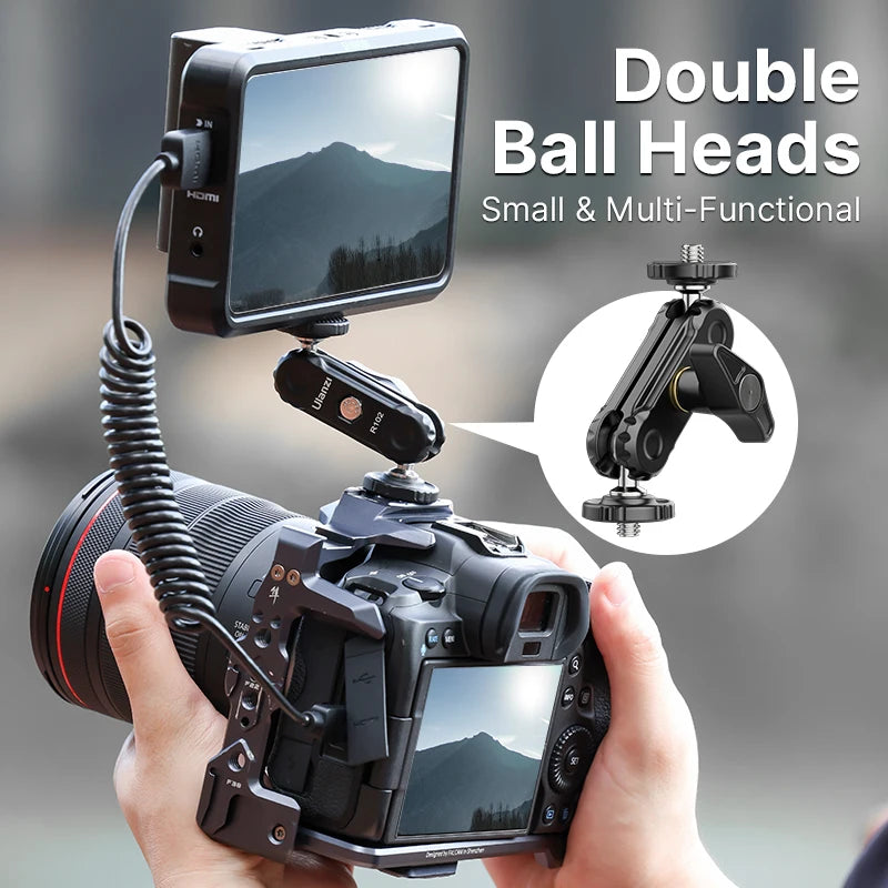 VIJIM Ulanzi R102 Metal Double Ball Heads Magic Arm With 360°1/4''Screw Extend Mount for DSLR Camera Monitor Video Mic Tripod