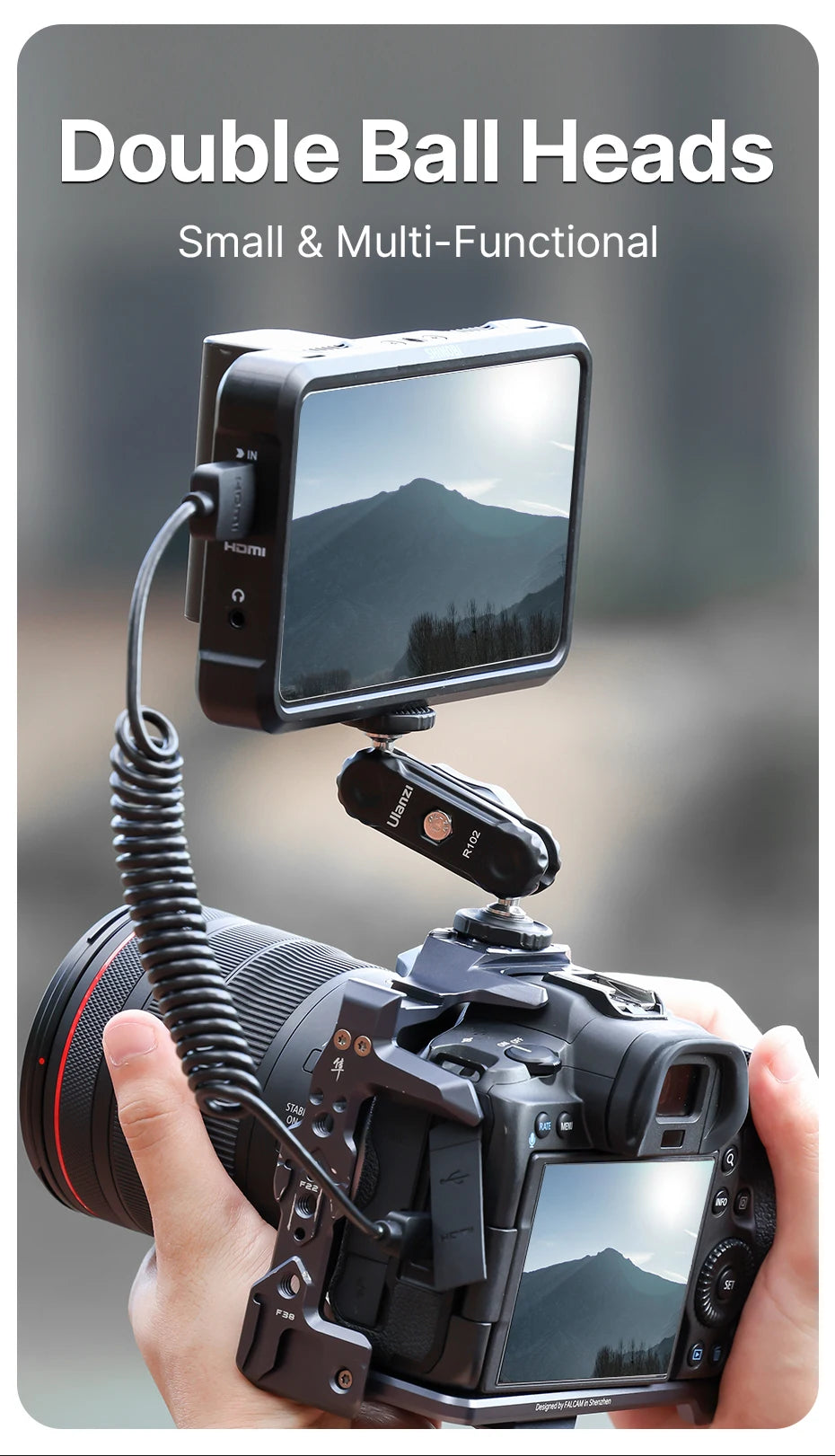 VIJIM Ulanzi R102 Metal Double Ball Heads Magic Arm With 360°1/4''Screw Extend Mount for DSLR Camera Monitor Video Mic Tripod