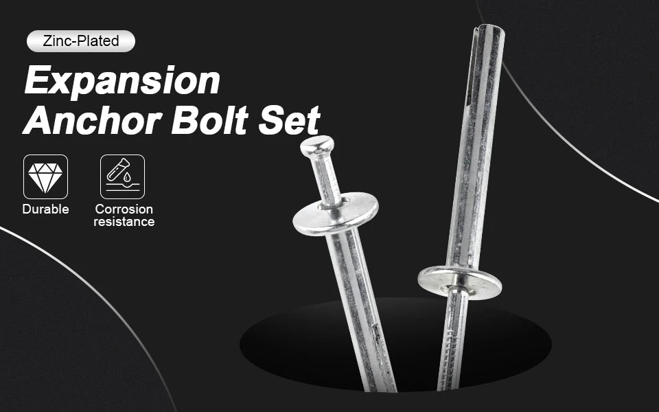 NINDEJIN 35/50pcs Hammer Drive Anchor Set Zinc Alloy Concrete Anchor M6 Nail-in Anchors Screw for Block and Brick