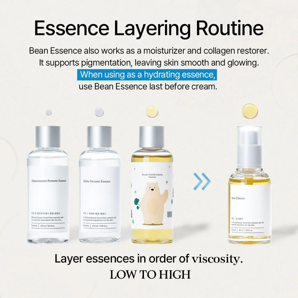 Bean Essence Exfoliating Hydrating Korean Skin Care Glass Skin Hyaluronic Acid Serum 1.61 Fl Oz