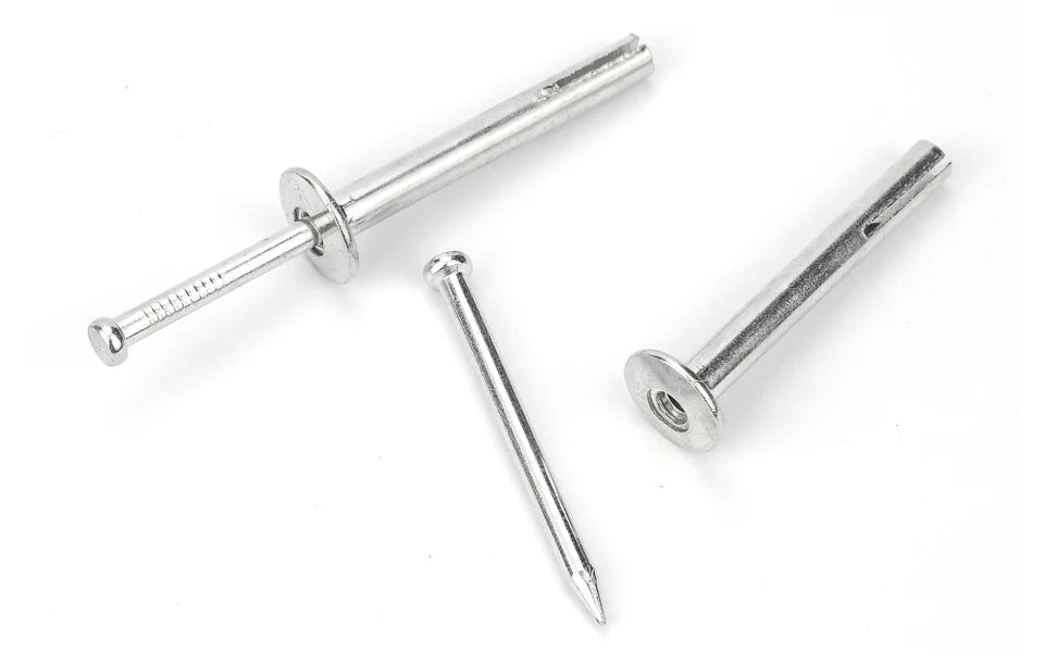 NINDEJIN 35/50pcs Hammer Drive Anchor Set Zinc Alloy Concrete Anchor M6 Nail-in Anchors Screw for Block and Brick