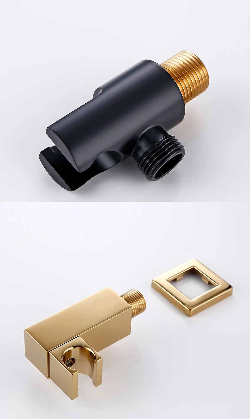 Solid Brass Modern Matt Black Shower Accessories Wall Mounted Square Hand Shower Holder Wall-Mounted Fixed Hand Shower Bracket